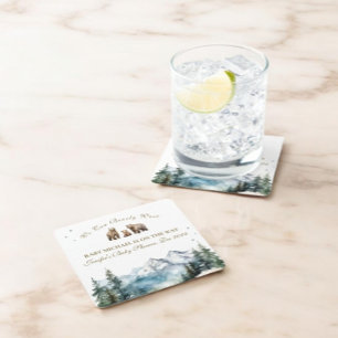 Bear Adventure Snowy Mountains Kinderdusche Rechteckiger Pappuntersetzer