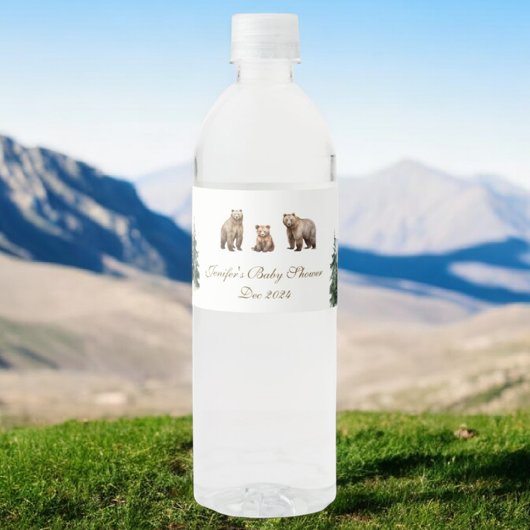 Bear Adventure Snowy Mountains Kinderdusche Wasserflaschenetikett