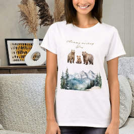 Bear Adventure Snowy Mountains Winter Baby Dusche T-Shirt