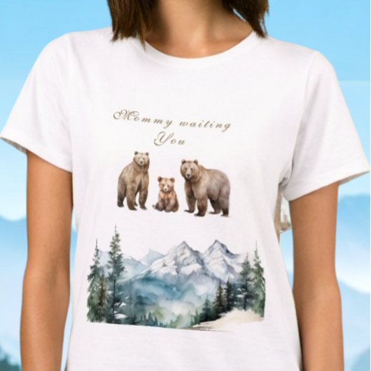 Bear Adventure Snowy Mountains Winter Baby Dusche T-Shirt