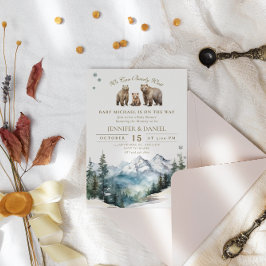 Bear Adventure Winter Mountains Kinderdusche Einladung