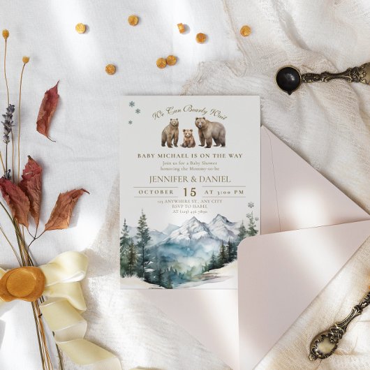 Bear Adventure Winter Mountains Kinderdusche Einladung