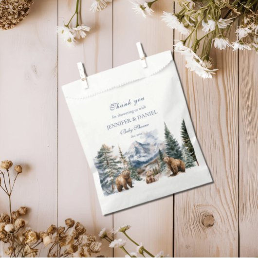 Bear Adventure Winter Snow Mountain Baby Dusche Geschenktütchen