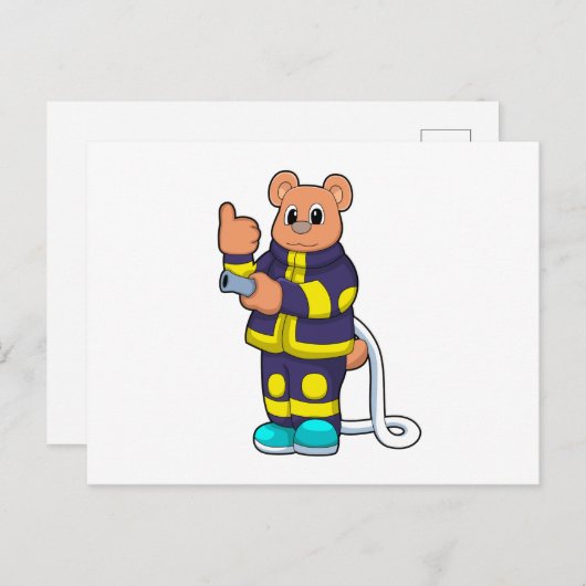 Bear als Feuerwehrmann in der Feuerabteilung mit H Postkarte (Vorne/Hinten)