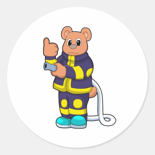 Bear als Feuerwehrmann in der Feuerabteilung mit H Runder Aufkleber (Vorderseite)