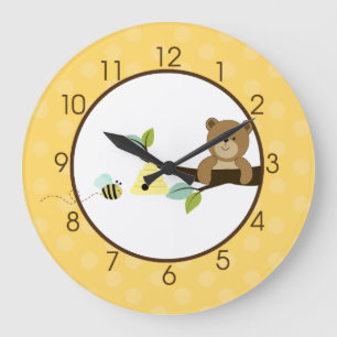 Bear and Bee Clock Große Wanduhr