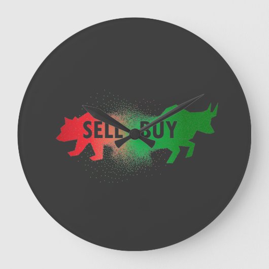 Bear and Bull Große Wanduhr (Vorderseite)