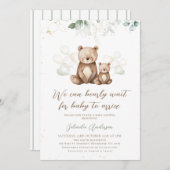 Bear and Cube Wir können frühzeitig abwarten Babyd Einladung (Vorne/Hinten)
