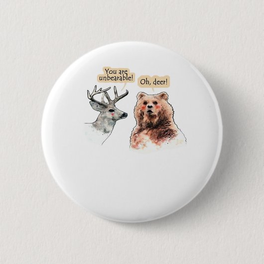 Bear And Deer Conversation Funny Wildlife Design Button (Vorderseite)