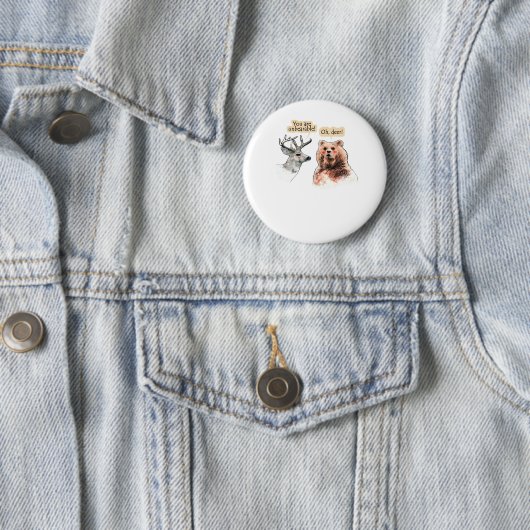 Bear And Deer Conversation Funny Wildlife Design  Button (Beispiel)