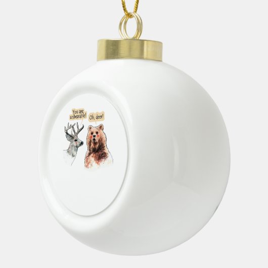 Bear And Deer Conversation Funny Wildlife Design Keramik Kugel-Ornament (Rechts)