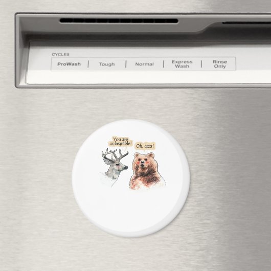 Bear And Deer Conversation Funny Wildlife Design Magnet (In Situ (Geschirrspüler))