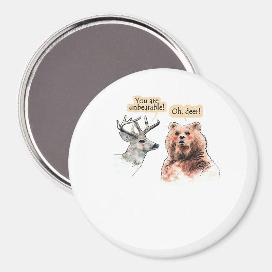 Bear And Deer Conversation Funny Wildlife Design  Magnet (Vorderseite/Rückseite)