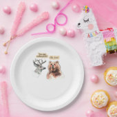 Bear And Deer Conversation Funny Wildlife Design Pappteller (Party)