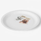 Bear And Deer Conversation Funny Wildlife Design Pappteller (Schrägansicht)