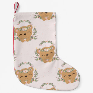 Bear And Flower Tattoo Kleiner Weihnachtsstrumpf