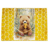  Bear and Honey Baby Shower Große Geschenktüte (Vorderseite)