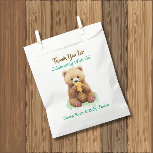 Bear and Honey Themed Thank You Baby Shower Geschenktütchen