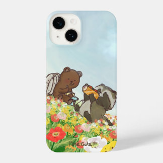Bear and Raccoon Flower Picnic – iPhone Case 14 Hülle