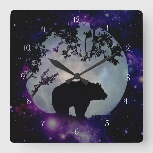 Bear and Universe Native American Wildlife Quadratische Wanduhr (Vorderseite)