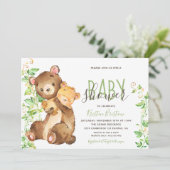 Bear Animal Zoo Jungle Baby Dusche Einladung (Stehend Vorderseite)