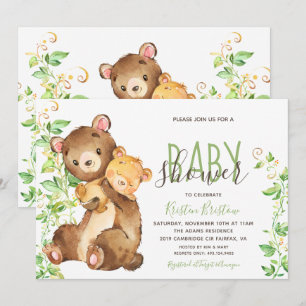 Bear Animal Zoo Jungle Baby Dusche Einladung