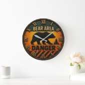 Bear Area Danger Camping & Hunting Gift Große Wanduhr (Zuhause)
