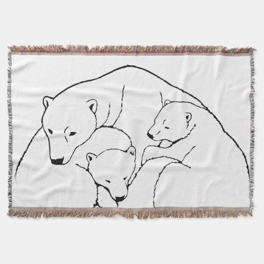 Bear Art Blanket Mother & Cubs Bear Throw Blanket Decke (Vorderseite)