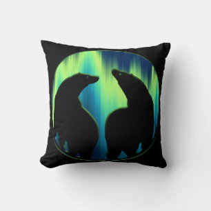 Bear Art Pillow Northern Lights Bears Kissen