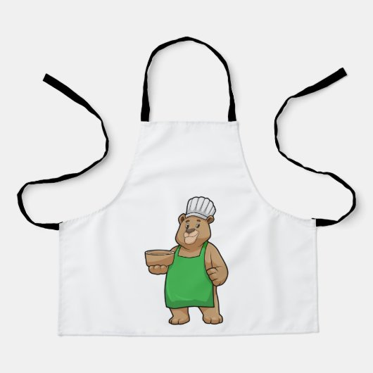 Bear as Cook with Cooking apron & Bowl Schürze (Vorderseite)