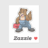 Bear as Craftsman with Tool box Aufkleber (Blatt)