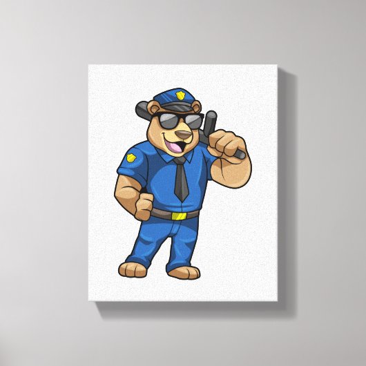 Bear as Police officer with Baton Leinwanddruck (Vorderseite)