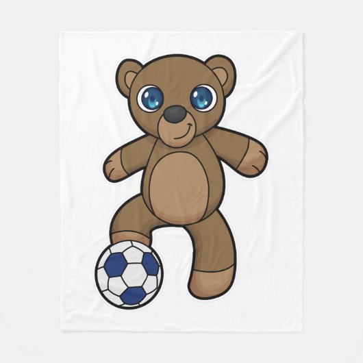 Bear as Soccer player with Soccer ball Fleecedecke (Vorderseite)