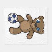 Bear as Soccer player with Soccer ball Fleecedecke (Vorderseite (Horizontal))