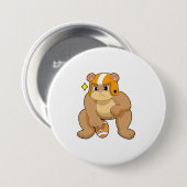 Bear at Football Sports Button (Vorne & Hinten)