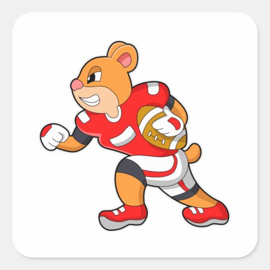 Bear at Football Sports Quadratischer Aufkleber (Vorderseite)