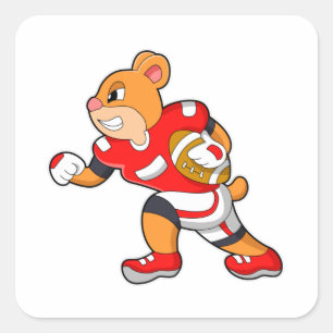 Bear at Football Sports Quadratischer Aufkleber