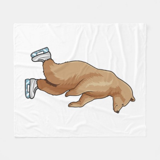 Bear at Ice skating with Ice skates Fleecedecke (Vorderseite (Horizontal))