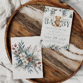 Bear auf dem Weg botanische Zahnsäge Grüne Babydus Einladung