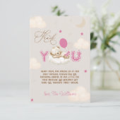 Bear Baby Dusche Beary Much Pink Dankeskarte (Stehend Vorderseite)