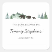 Bear Baby Dusche Buchzeichen Quadratischer Aufkleber (Vorderseite)