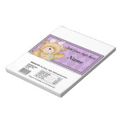 Bear Baby Dusche Candy Bar Wrapper Gastgeschenke Notizblock (Rotiert)