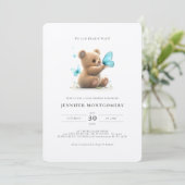 Bear Baby Dusche Einladung Blue Boy (Stehend Vorderseite)