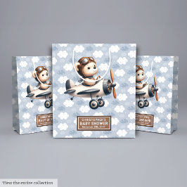 Bear Baby Dusche für Jungen im Aquarell-Pilot Mittlere Geschenktüte