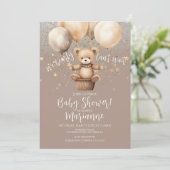 Bear Baby Dusche Glitzer Bohemisch rustikal Einladung (Stehend Vorderseite)