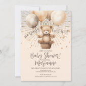 Bear Baby Dusche Glitzer Bohemisch rustikal Einladung (Vorderseite)