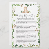 Bear Baby Dusche Kinderzimmer Rhyme Quiz Game (Vorne/Hinten)