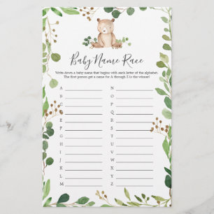 Bear Baby Dusche Name Race Game