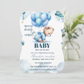 Bear Baby Dusche, niedliche Babydusche Einladung (Stehend Vorderseite)