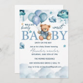 Bear Baby Dusche, niedliche Babydusche Einladung (Vorne/Hinten)